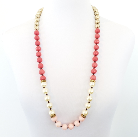J. Crew Jewelry - J. Crew Sweater Necklace Pink + Blush + Pearls